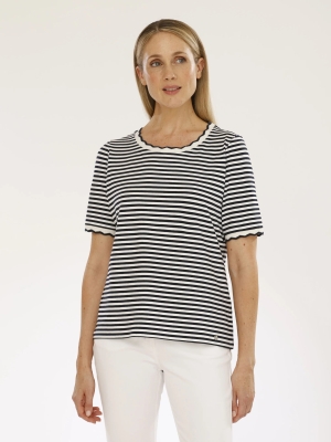 golléhaug női felső, rövidujjú, cakkos nyakú-ujjú