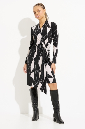 Joseph Ribkoff női ruha hosszúujjú,átlapolt,elején karika dísszel