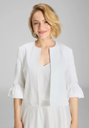 Swing női kabátka, chanel, 3/4-es fodrosujjú, farmer