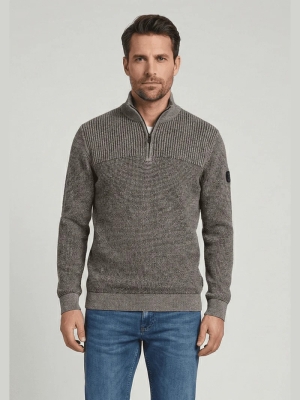 Casamoda férfi pulóver, állógalléros, cipzáros