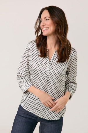 Gerry Weber női blúz selyem,3/4-es ujjú,spicces nyakú