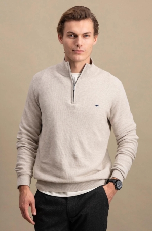 Fynch férfi pulóver kötött,nyakán cipzáros