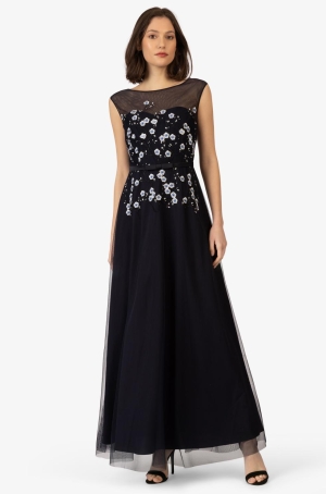 Apart női ruha hosszú, tüll, ujjatlan, felsőrésze hímzett