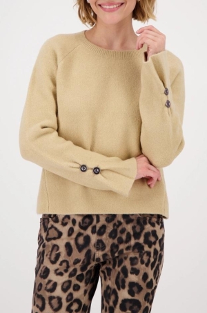 Monari női pulóver, kereknyakú, ujján gombos