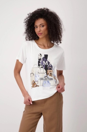 Monari női felső, rövidujjú, kereknyakú, elején táskás