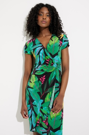 Joseph Ribkoff női ruha raffolt ujjú,elől átlapolt