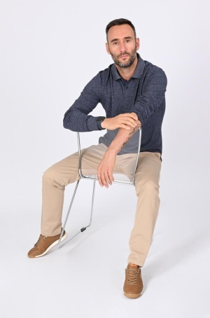 Pierre Cardin férfi ingpulóver, cipzáros-galléros, hosszúujjú