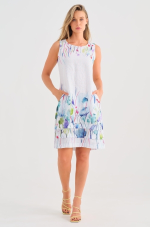 Dolcezza női ruha len,ujjatlan,kétoldalt zsebes