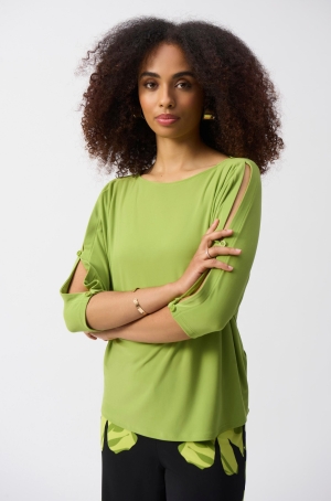 Joseph Ribkoff női felső, 3/4-es ujjú, karján gombos, kerekített alj,