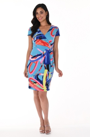 Frank Lymann női ruha rövidujjú,eleje átlapolt,csatos