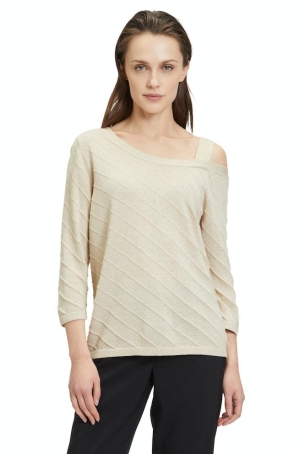 Betty Barclay női pulóver, lurexes, félvállas, 3/4-es ujjú