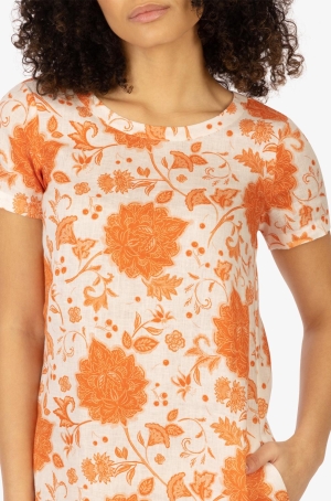 Apart női ruha, rövidujjú, zsebes, len