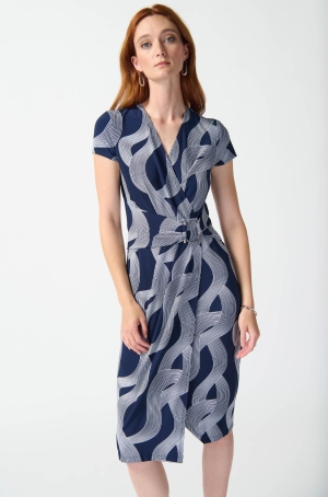 Joseph Ribkoff női ruha rövidujjú, midi,elől átlapolt