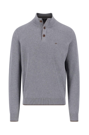 Fynch Hatton férfi pulóver, gombos-cipzáros állónyakú