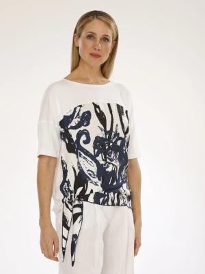 golléhaug női felső, kombinált, alul megkötős, rövidujjú