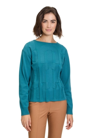 Betty Barclay női pulóver, kerenyakú, elején nyomottmintás