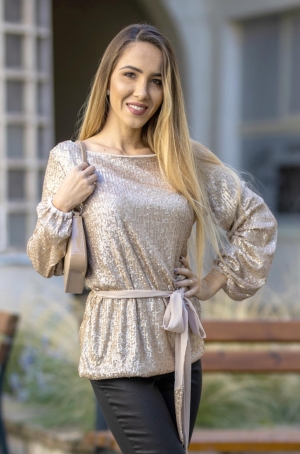 Gina Bacconi  női felső csupaflitteres,derekán megkötős