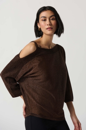 Joseph Ribkoff női felső, 3/4-es denevérujjú, asszimetrikus, lurexes