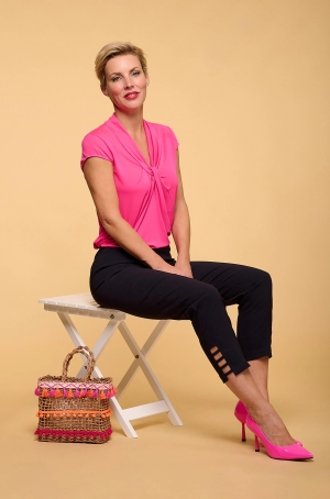 Robell női nadrág capry oldalt rácsos szár