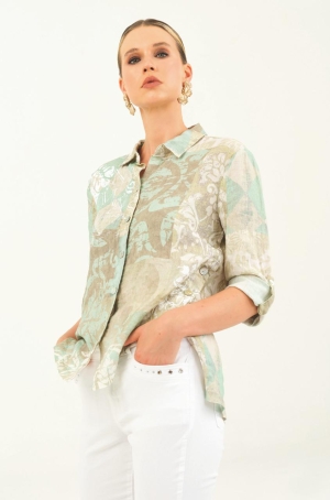 Dolcezza női kabátka, len, galléros, zsebes, egyenes