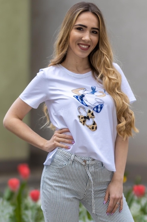 Léo & Ugo női felső kereknyakú rövidujjú,cipős