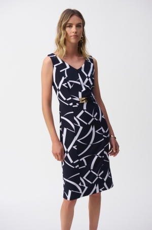 Joseph Ribkoff női ruha ujjatlan,karcsúsított,derekán díszcsat