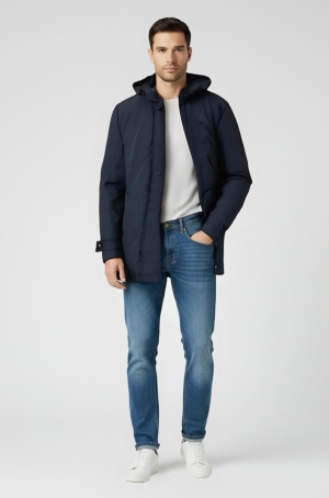 Fynch Hatton férfi kabát autós,kapucnis,texnikai,steppelt bélés