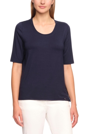 Golléhaug női felső, kereknyakú, rövidujjú, oldalt gombos