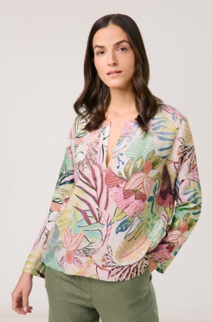 Gerry Weber női blúz, len, hosszúujjú, gallérnélküli