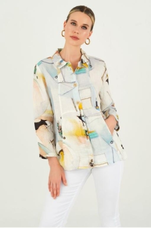 Dolcezza női ing len,3/4-es ujjú,oldalt zsebes,gombos